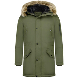 Enos Lange parka jas met faux bontkraag