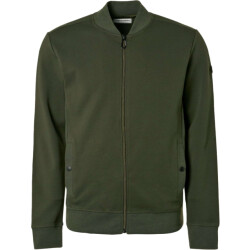 No Excess Sweater full zipper twill jacquard dark green