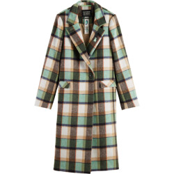 Scotch & Soda Green check single breasted coat frozen mint check