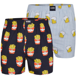 Happy Shorts 2-pack wijde boxershorts bier + friet