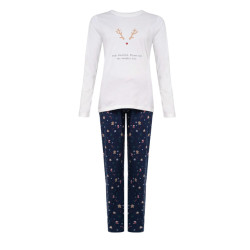 Happy Shorts Dames kerst pyjama shirt + broek gingerbread / blauw