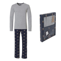 Happy Shorts Heren kerst pyjama set shirt + pyjamabroek rudolph giftbox