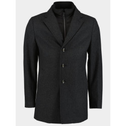 Bos Bright Blue Wollen jas job coat plain wool 23301jo01bo/980 dark shadow