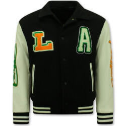 Enos Geborduurde vintage varsity jacket oversized 851