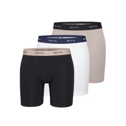 Phil & Co Boxershorts heren met lange pijpen boxer briefs 3-pack zwart / beige / wit
