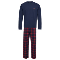 Phil & Co Lange heren winter pyjama set katoen geblokt donker