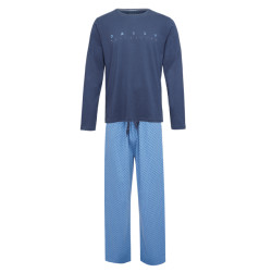 Phil & Co Lange heren winter pyjama set katoen daily motivation donker