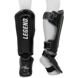 Legend Sports Kickboks scheenbeschermers protect plus heren/dames zwart- pu