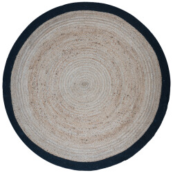 Home67 Vloerkleed jute rond naturel/zwart ø120 cm