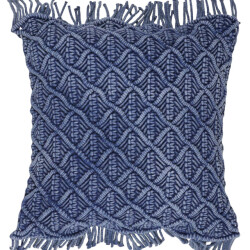 Veer Carpets Kussen macramé blue 50 x 50 cm