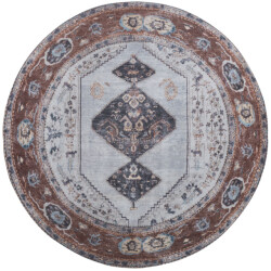 Veer Carpets Vloerkleed karaca antraciet/brown 09 rond ø160 cm
