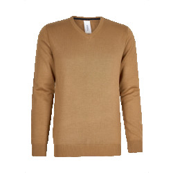 Hønk Camel katoenen pullover met v-hals