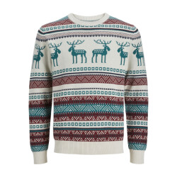Jack & Jones Heren kersttrui gebreid jorsnowball moonbeam grijs