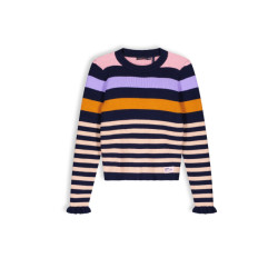 NoNo Meisjes gebreide sweater kulia met strepen navy blazer