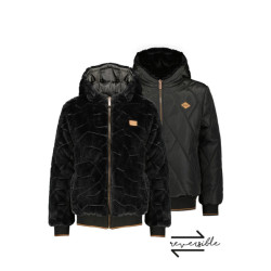 NoBell Meiden reversible winterjas met capuchon jet black