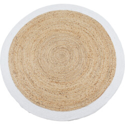 Home67 Vloerkleed jute rond naturel/wit ø120 cm