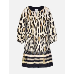 Mucho Gusto Dress san rafael short leopard print with belts