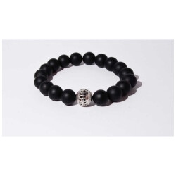 Mr.FRILL Handmade bracelets black agate stone black matte
