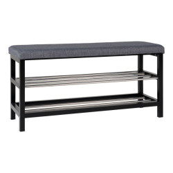 House Nordic Padova bench bench in grey and black with cushion and two shelves