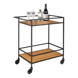 House Nordic Vita bar trolley bar trolley with black frame and wheels and two oak look shelves 68x40x79 cm