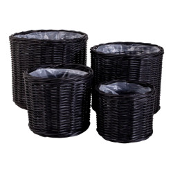 House Nordic Bogor baskets 4 round baskets in black with plastic inside