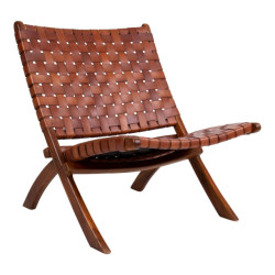 House Nordic Perugia folding chair folding chair with brown leather