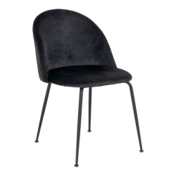 House Nordic Geneve dining chair chair in black velvet with black legs set of 2