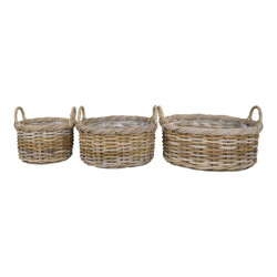 House Nordic Kuta baskets basket in kubu, with plastic inside, set of 3