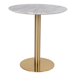 House Nordic Bolzano dining table dining table with top in marble look and base in brass look Ã¸70x75cm