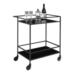 House Nordic Vita bar trolley bar trolley with black frame and wheels and two black shelves 68x40x79 cm