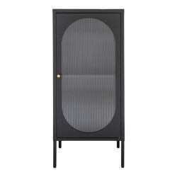 House Nordic Adelaide display cabinet display cabinet in black with rippled glass door 35x50x110 cm