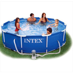 INTEX Metal frame zwembad 305 x 76 cm-met 12-volt filterpomp