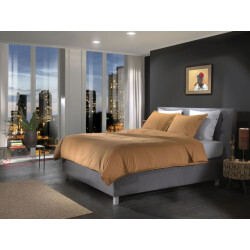 Yellow Dekbedovertrek percale cognac brown 200 x 200 220 cm + 2 slopen 60 x 70 cm