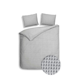 Heckett & Lane Dekbedovertrek vafala melange grey 200 x 200 220 cm + 2 slopen 60 x 70 cm