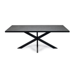 Stalux Eettafel 'gijs' 200 x 100cm, kleur zwart / zwart marmer