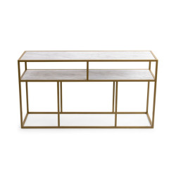 Stalux Side-table 'teun' 150cm, kleur goud / wit marmer