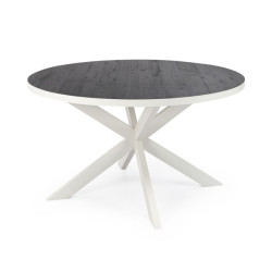 Stalux Ronde eettafel 'daan' 135cm, kleur wit / zwart eiken