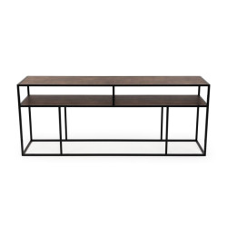 Stalux Side-table 'teun' 200cm, kleur zwart / lederlook bruin