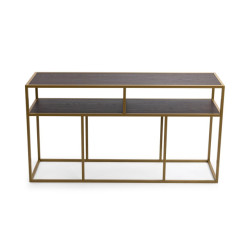 Stalux Side-table 'teun' 150cm, kleur goud / bruin hout