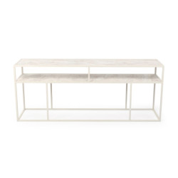 Stalux Side-table 'teun' 150cm, kleur wit / wit marmer