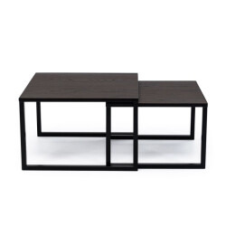 Stalux Salontafelset 'lisa' 65 en 50cm, kleur zwart / bruin hout