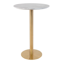 House Nordic Bolzano bar table bar table with top in marble look and brass base Ã¸70x105cm