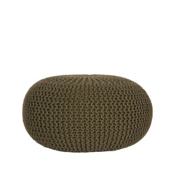 Label51 Poef knitted army green katoen l
